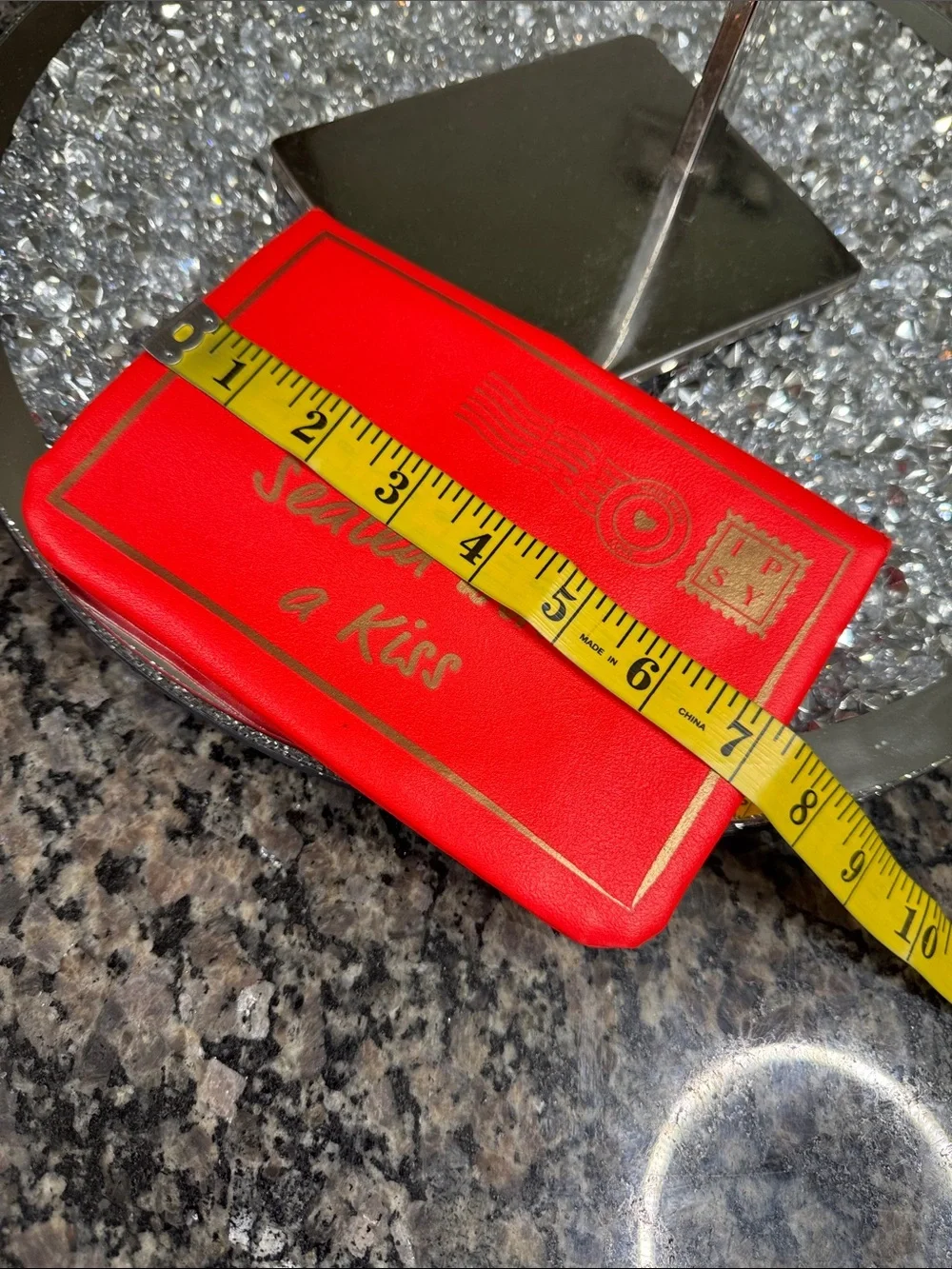 ipsy Red 'Sealed With a Kiss' Gold Lettering Cosmetic Bag